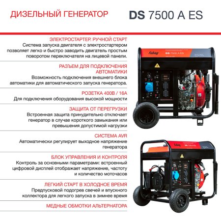 FUBAG Дизельный генератор с электростартером и коннектором автоматики DS 7500 A ES в Костроме фото