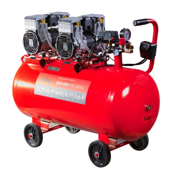 Компрессор воздушный безмасляный малошумный FUBAG OLS 500/100 CM2х2 + Набор пневмоинструмента (5 предметов) в ПОДАРОК в Костроме фото