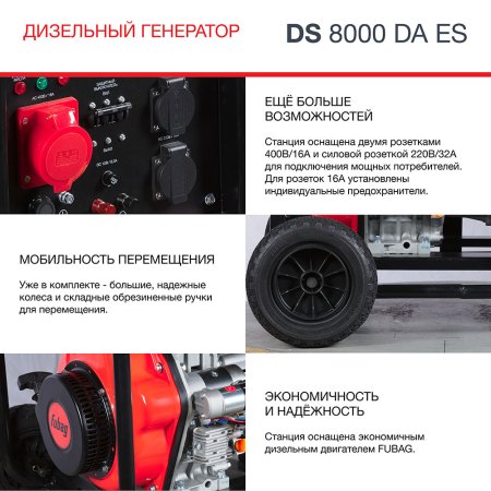 FUBAG Дизельный генератор (трехфазный) с электростартером и коннектором автоматики DS 8000 DA ES в Костроме фото